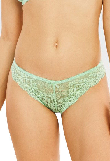 Green lace underwear on a white background