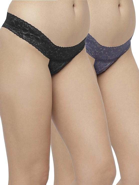 Two pairs of lace underwear on a white background