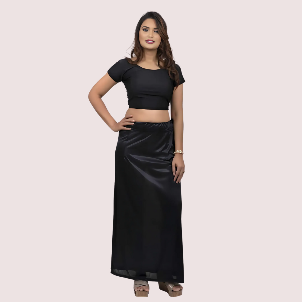 Indian Saree Satin Solid Fabric Petticoats Skirt For Her