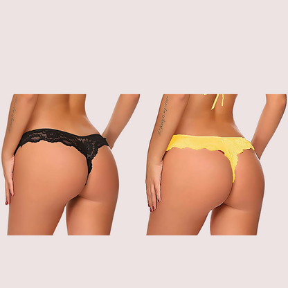 (Pack of 2) Ladies' Lace Thong Panties Set