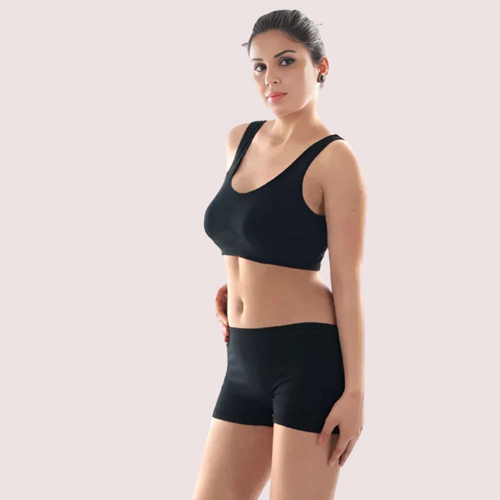 Black Seamless Sports Bra And Boyshort Set