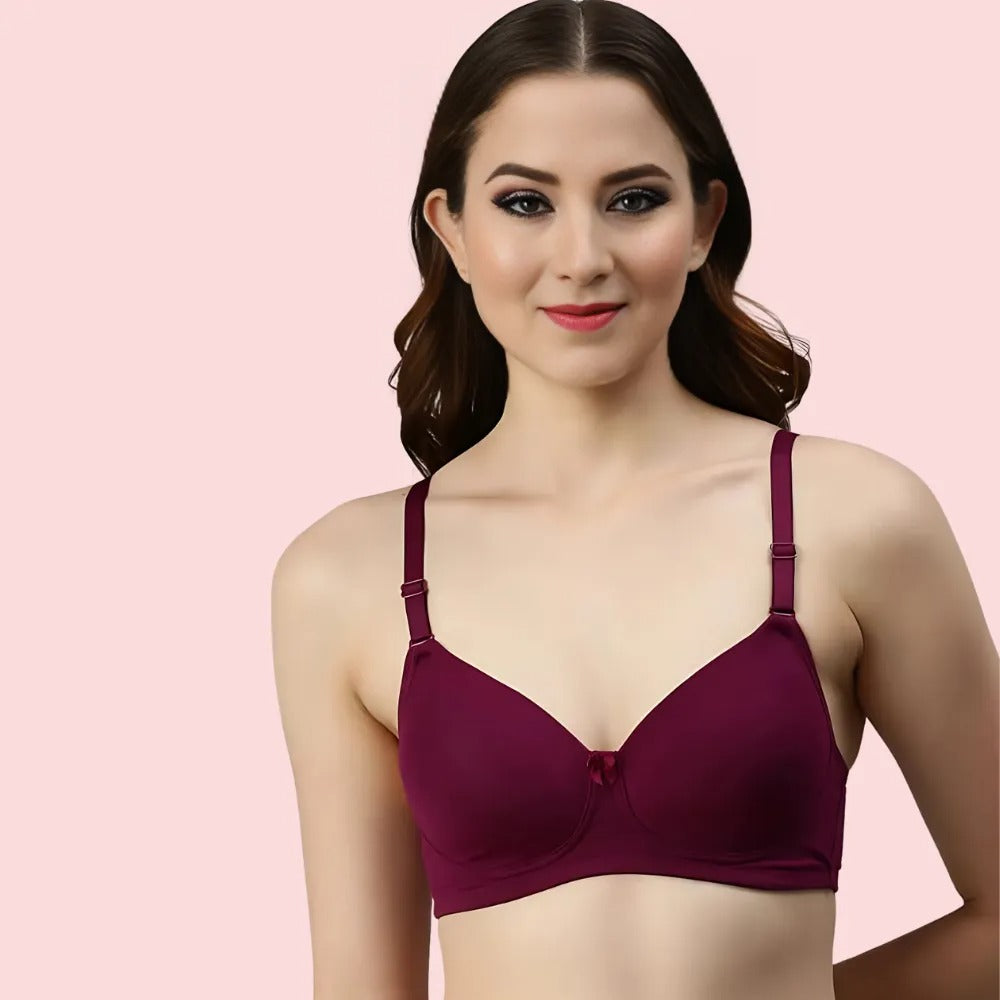 Burgundy Bloom - Maroon Padded Bra (Pack Of 2)