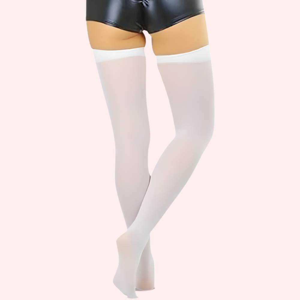 Classic Opaque Thigh-High Stockings Pack of 2 - Black & White Stay-Up Hosiery