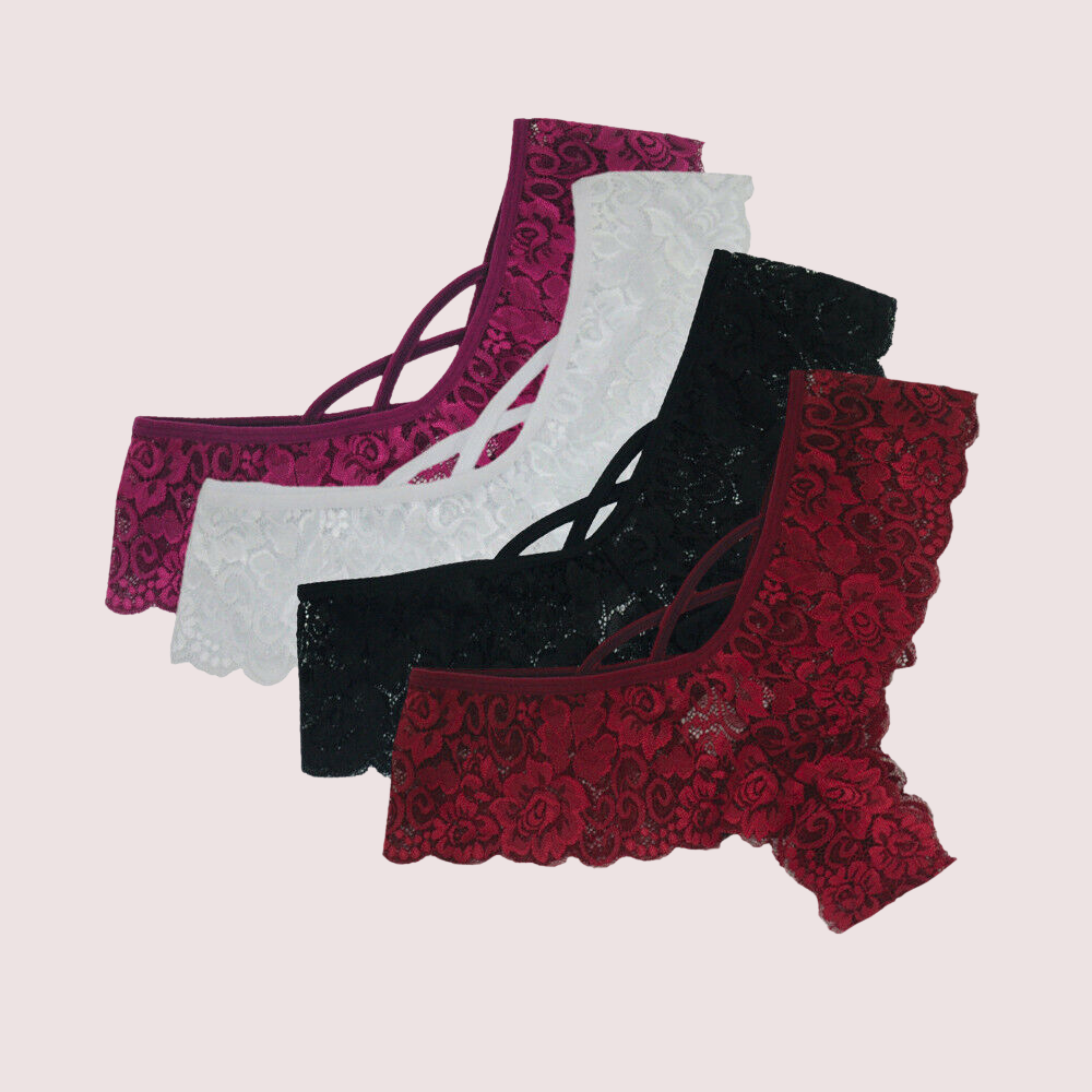 Elegant Lace Thongs Underwear (Pack Of 4)
