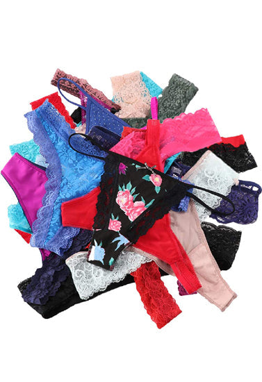 Variety panties thong pack 6-pack assorted colors and styles lace details comfortable fit
