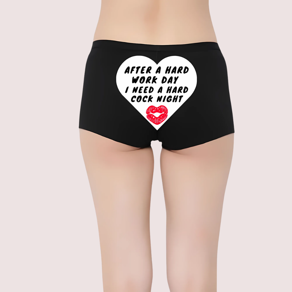 Black Panty with a heart-shaped text design 