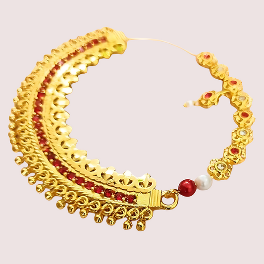 Elegant Gold-Plated Garhwali Nath – Big Size Tradition