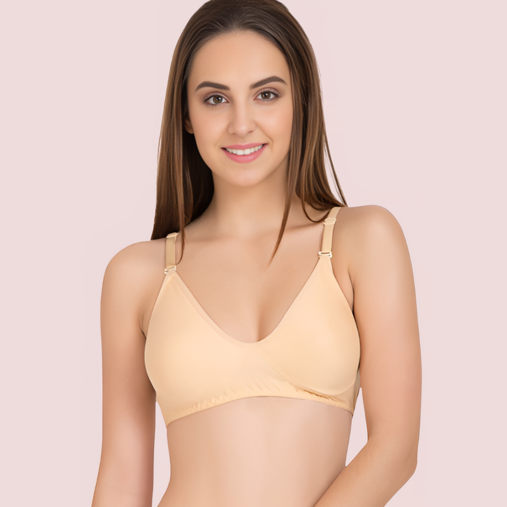 Super Fine Cotton Beige Bra (Pack Of 2)