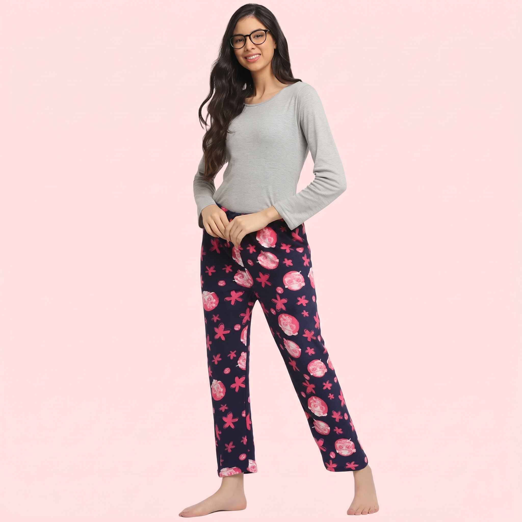 Ladies Winter Warm Printed Pajamas (Pack Of 2)