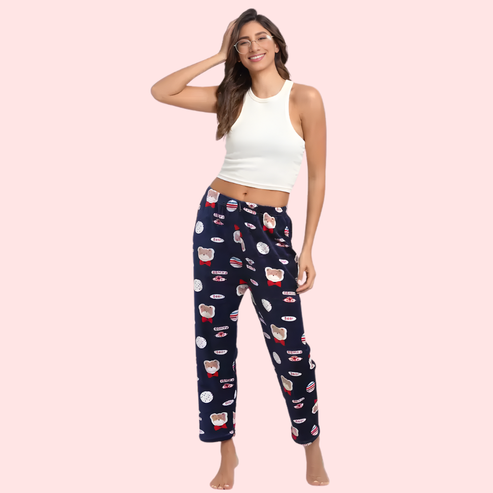 Ladies casual printed warm Pajama (Pack of 2)