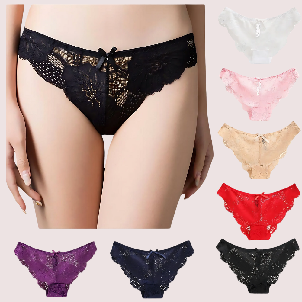 Low Waist Hollow Bow Panties (Pack Of 3)
