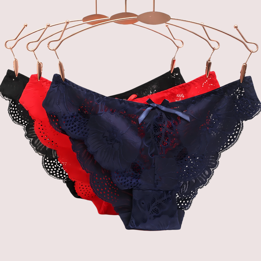 Low Waist Hollow Bow Panties (Pack Of 3)