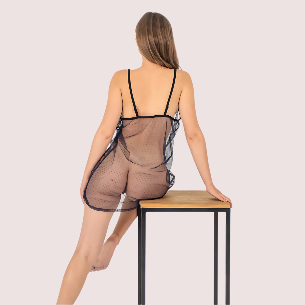Midnight Allure Sheer Babydoll - Plus Size