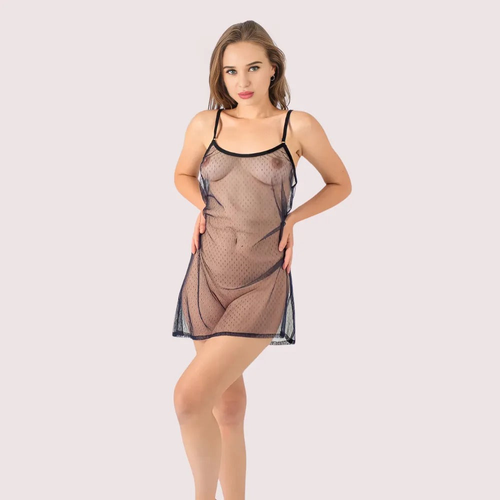 Midnight Allure Sheer Babydoll - Plus Size