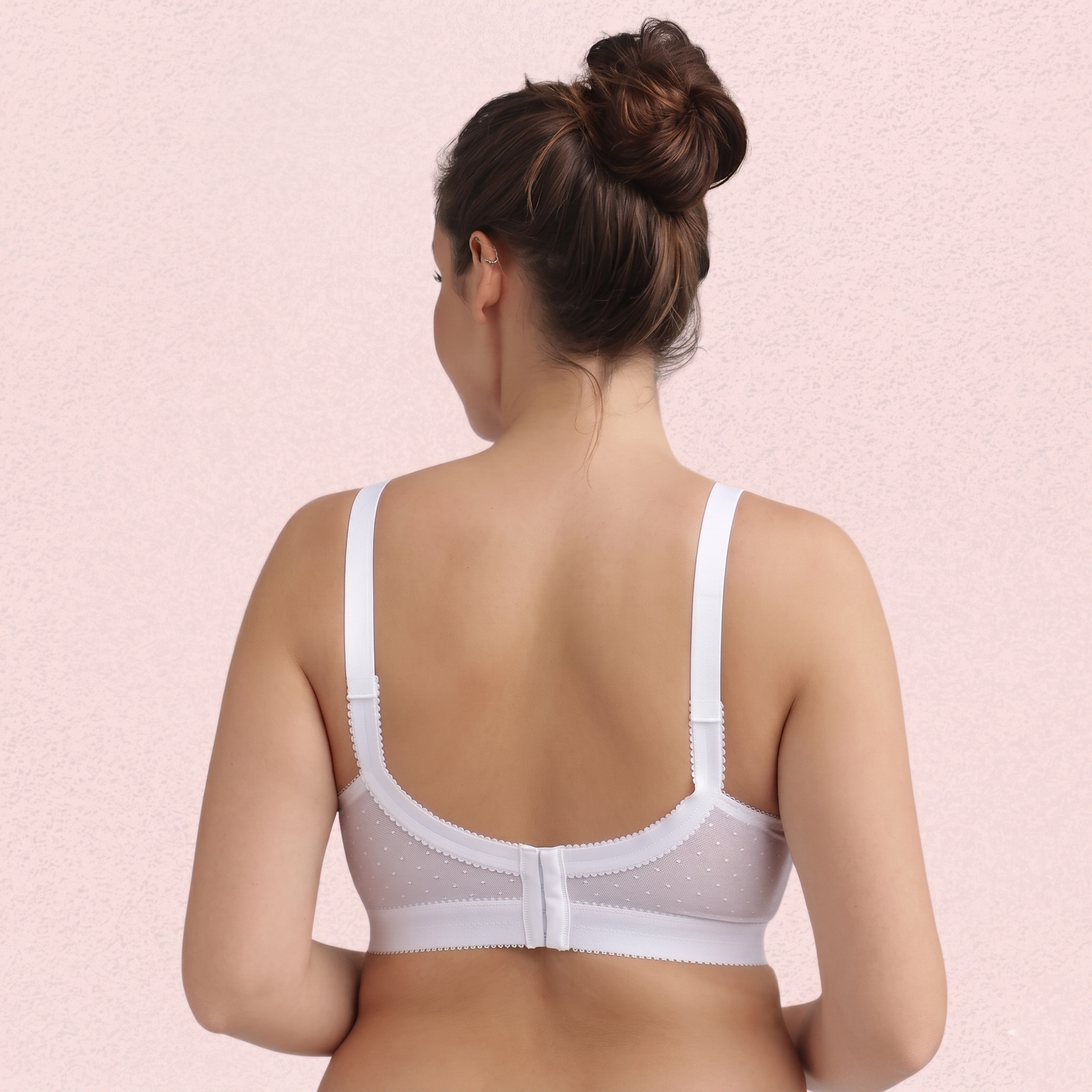 Woman wearing a white bra
