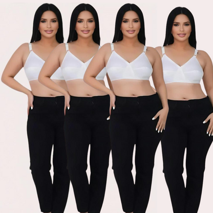 PureBreeze 4-Pack – White Cotton Bras for Summers