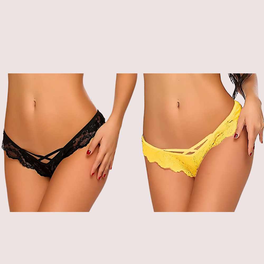 Pack of 2 Ladies' Lace Thong Panties Set