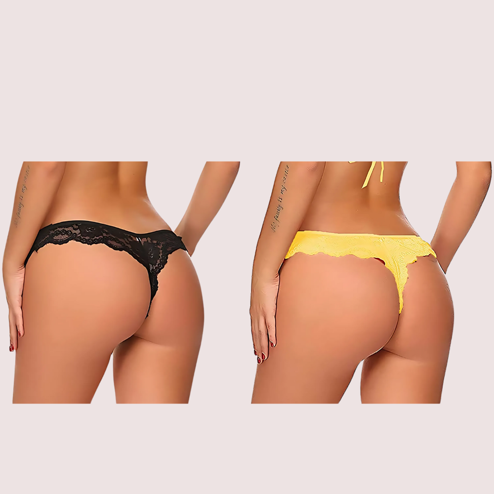 Pack of 2 Ladies' Lace Thong Panties Set