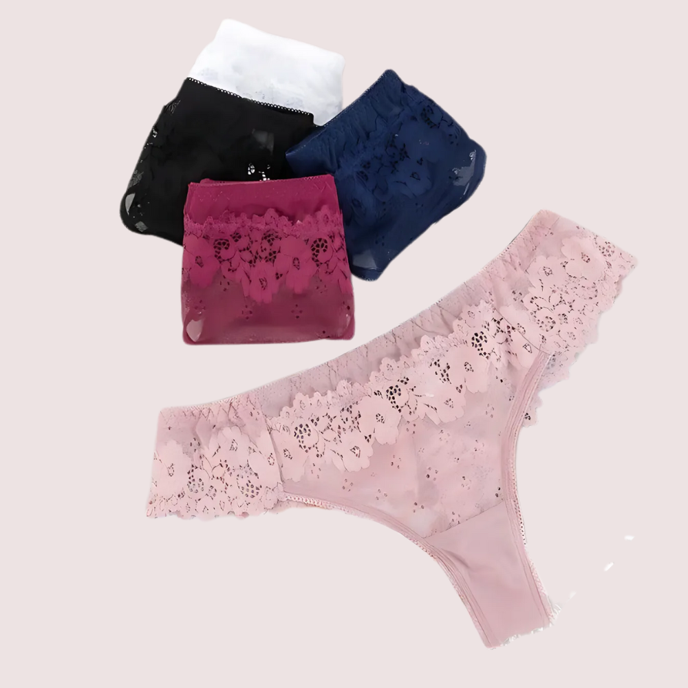Pack of 3 Women Floral Lace Thong Underwear