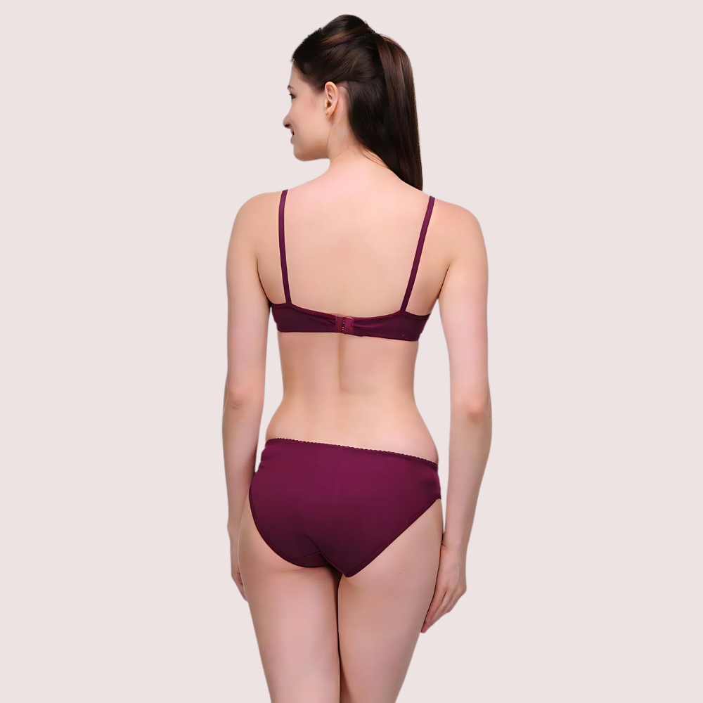 Pure Cotton Purple Bra Panty Set
