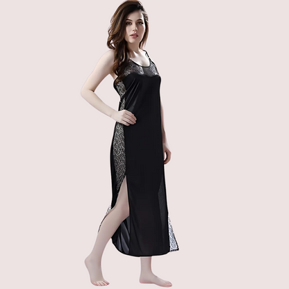 Elegant Lace Seductive Black Nightgown