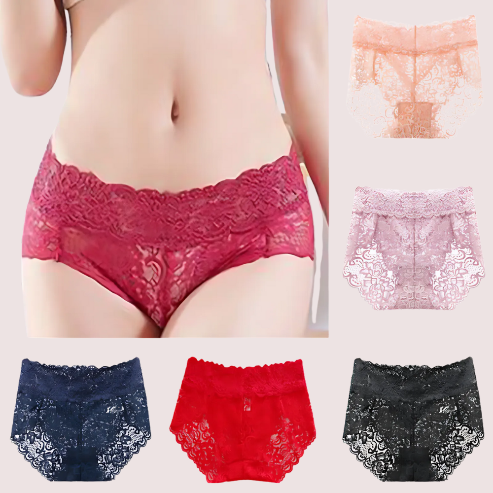 Sexy Lace High Waist Underwear (Pack Of 5)