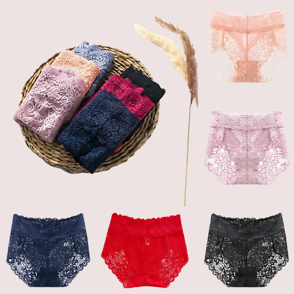 Sexy Lace High Waist Underwear (Pack Of 5)