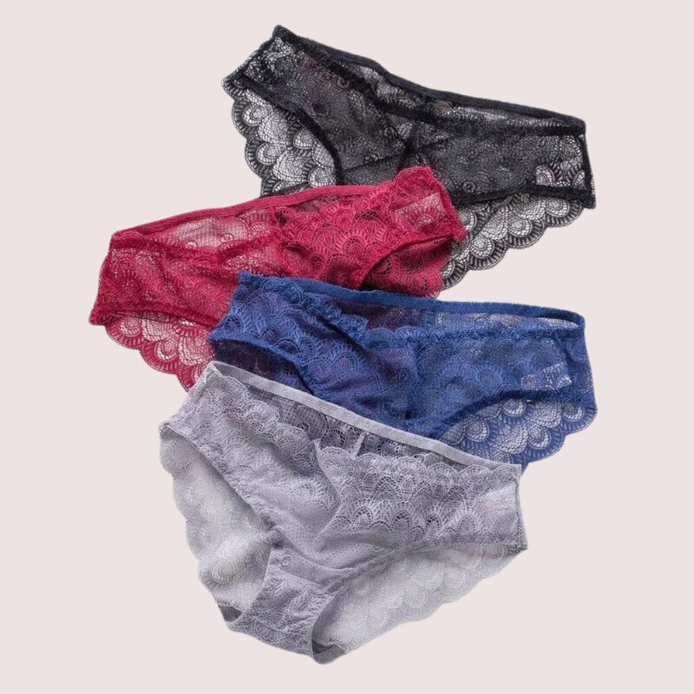 Sexy Sheer Lace Bikini Brief Undies (Pack Of 4)