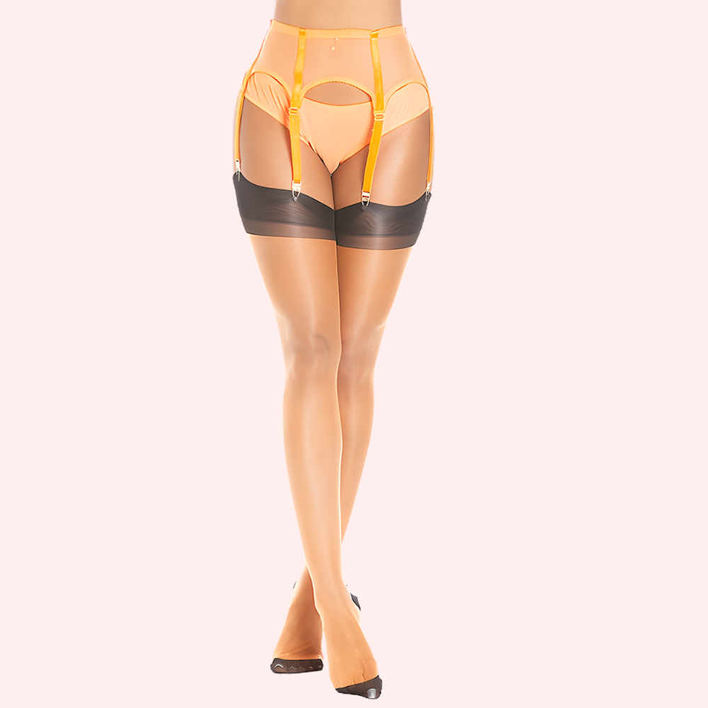 Sheer Thigh-High Stockings Pack of 2 - Ultra-Smooth, (Black & Nude Combo)