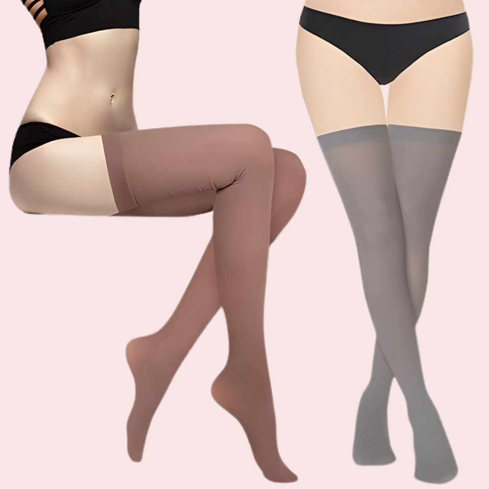 Soft Sheer Thigh-High Stockings - Pack of 2 (Brown & Grey Combo