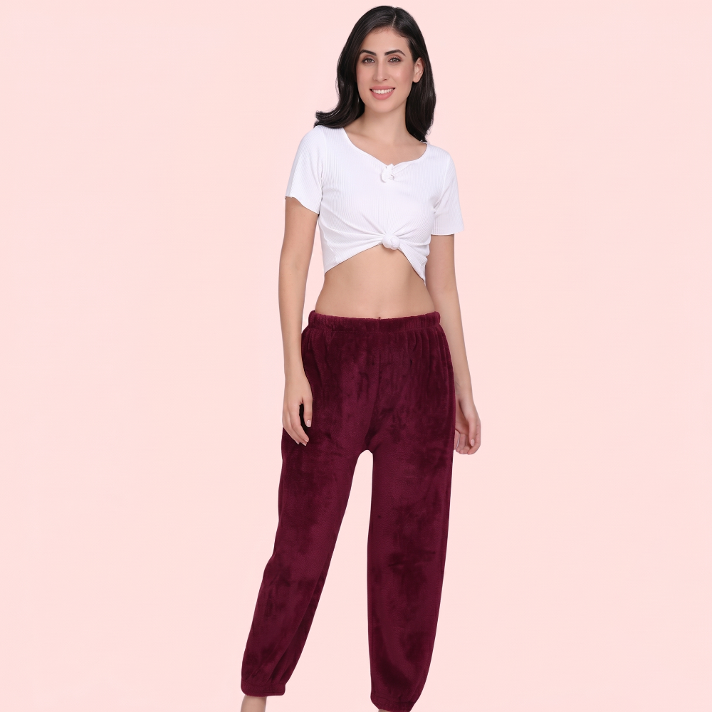 Solid Warm Wool Ladies Pajama (Pack of 2)