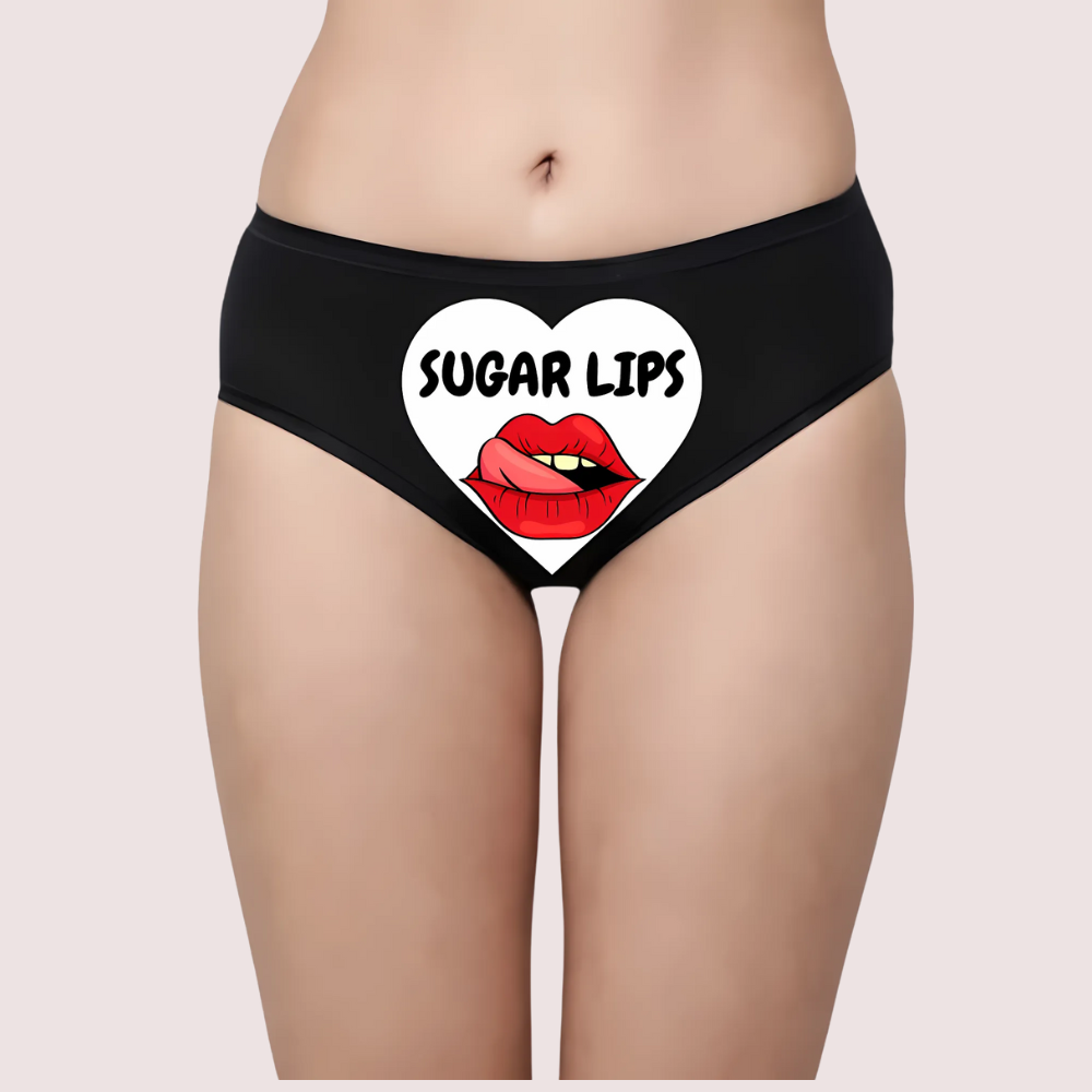 Black Panty with 'SUGAR LIPS' design 