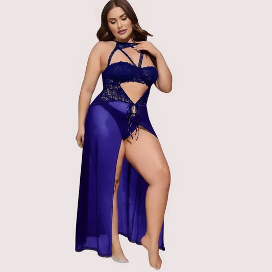 Azure Bloom Women's Blue Babydoll Set
