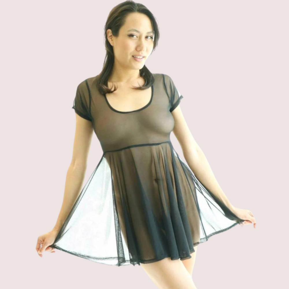 Twilight Glam Mesh Skater Dress - Plus Size
