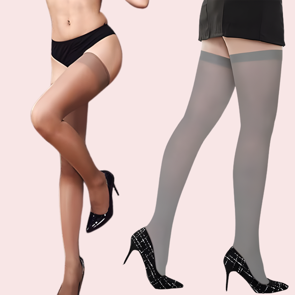 Ultra-Sheer Fashion Stockings - Pack of 2 (Nude & Grey Shades)