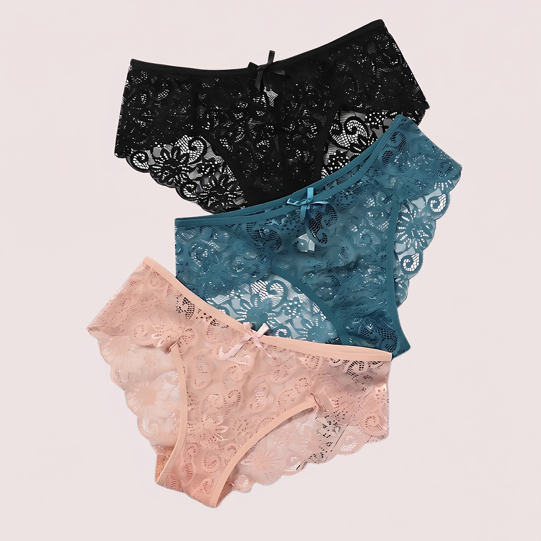 Women's Floral Bow Lace Panties (Pack Of 3)