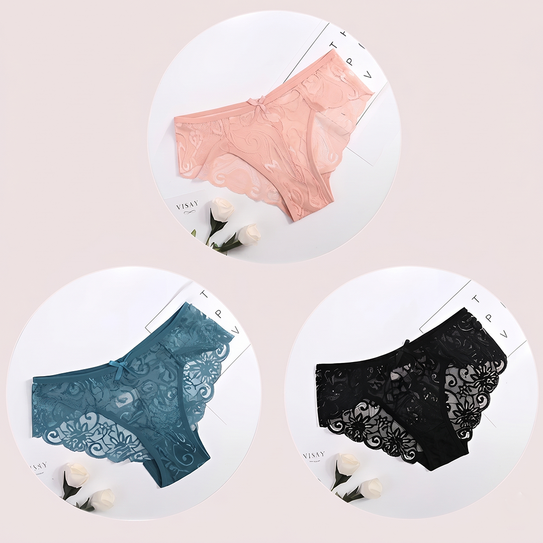 Women's Floral Bow Lace Panties (Pack Of 3)