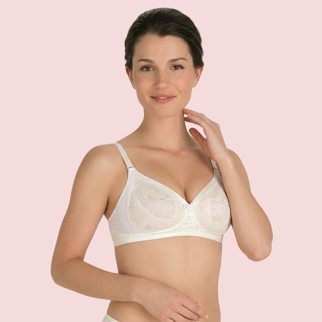 Woman wearing a white bra 