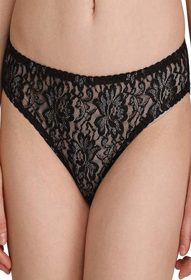 Black lace underwear on a plain background