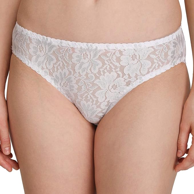 White lace underwear on a plain background