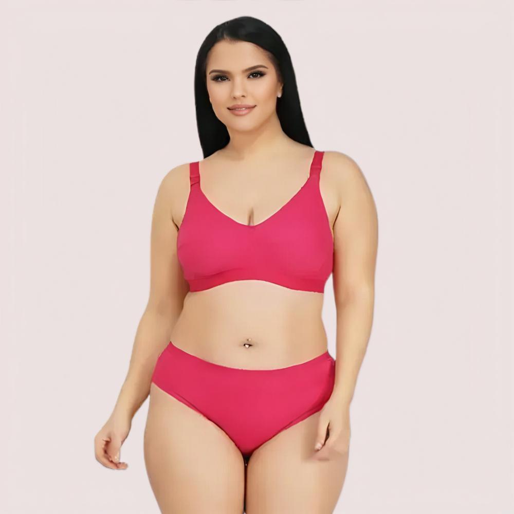 Woman wearing a pink bikini set 