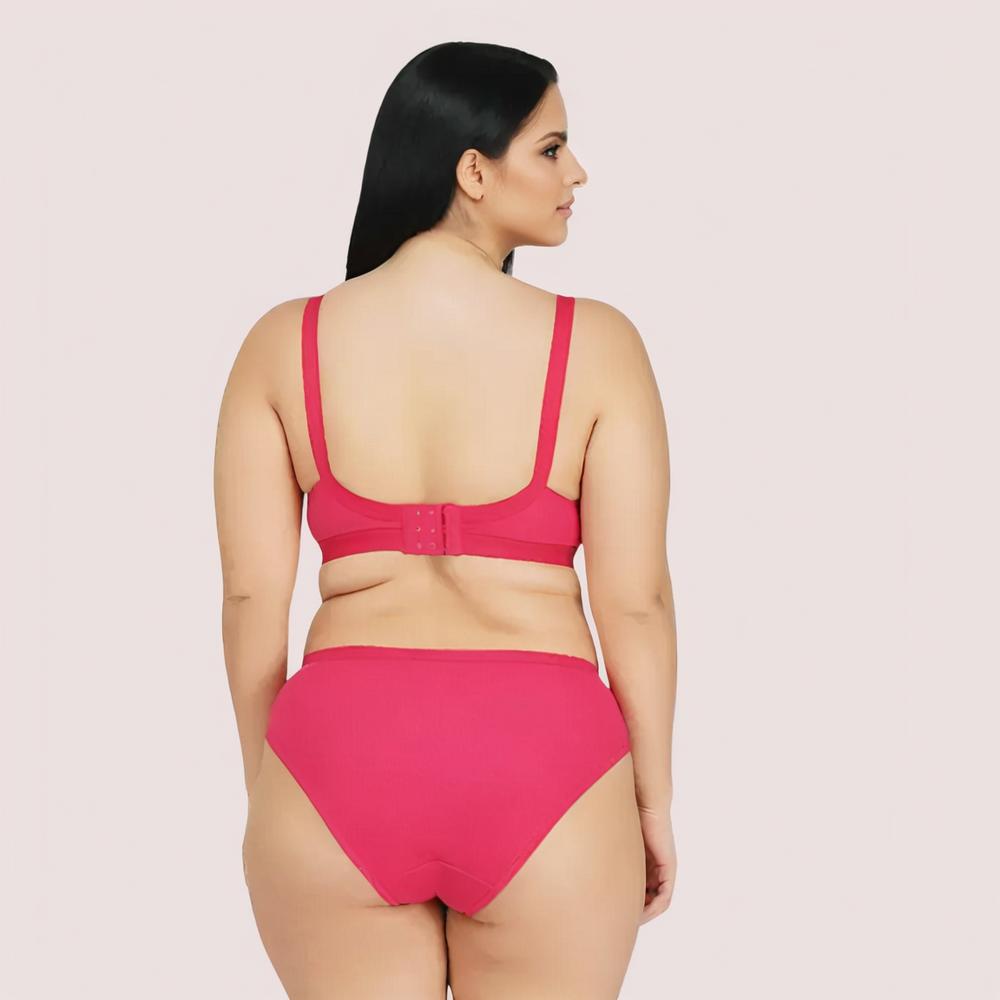 Woman wearing a pink bikini set 