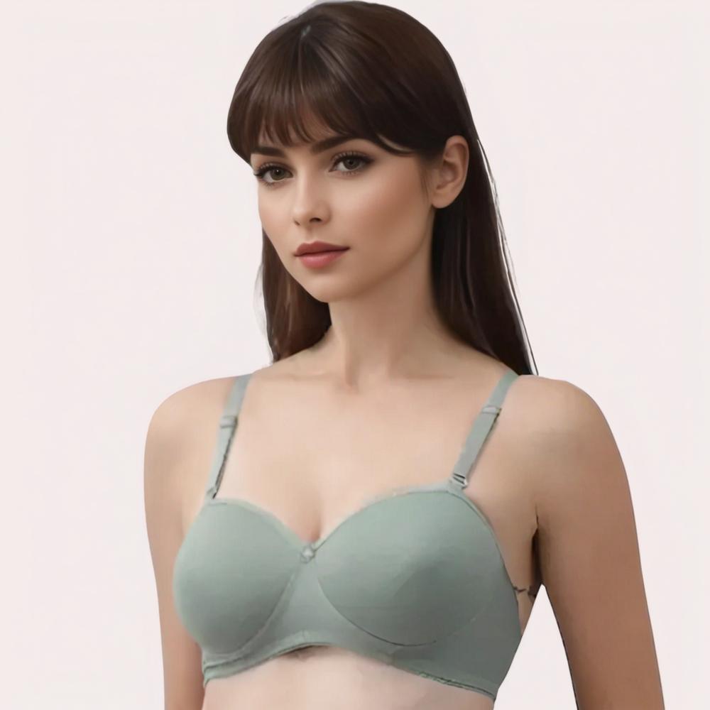 Woman wearing a green bra 