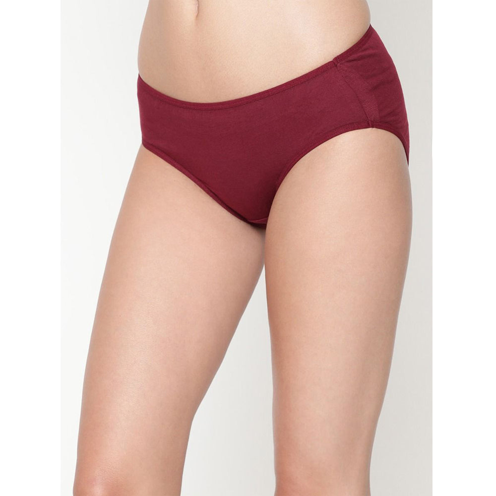 Maroon underwear worn by a person on a white background