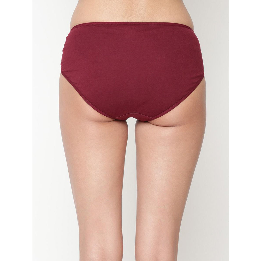 Maroon high-waisted underwear on a neutral background