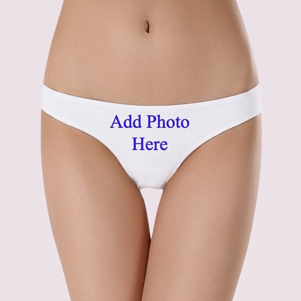 Custom photo white low waist cotton thong panty for women with soft premium comfort fit