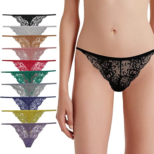 Lace thong with color options displayed on a white background