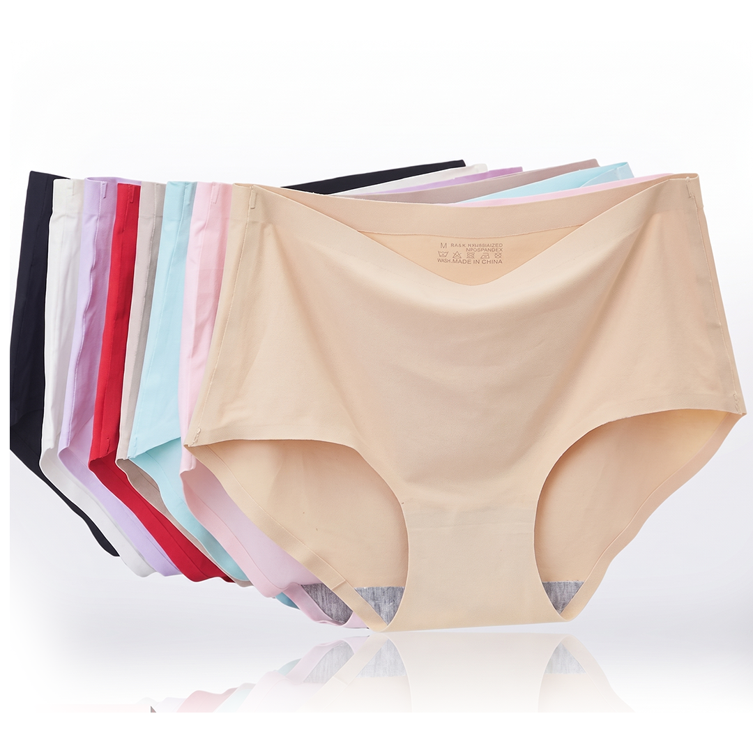 Beige women's underwear with multiple color options displayed on a white background