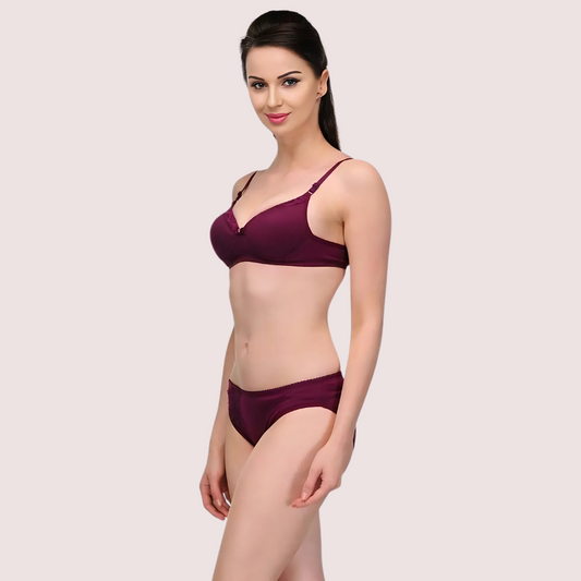 "Pure" Cotton Purple Bra Panty Set