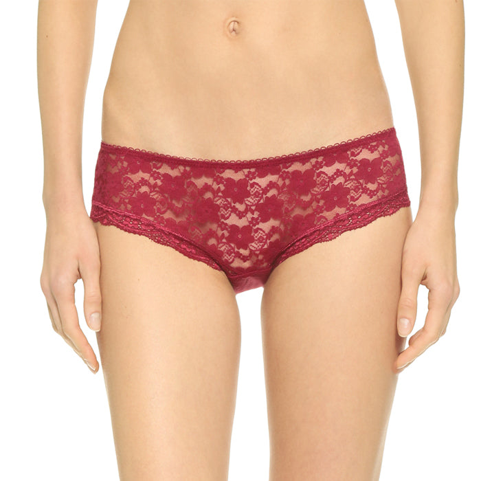 Red lace underwear on a white background